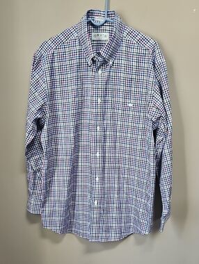 Orvis Men's Blue, White & Red Check Button-Down Shirt